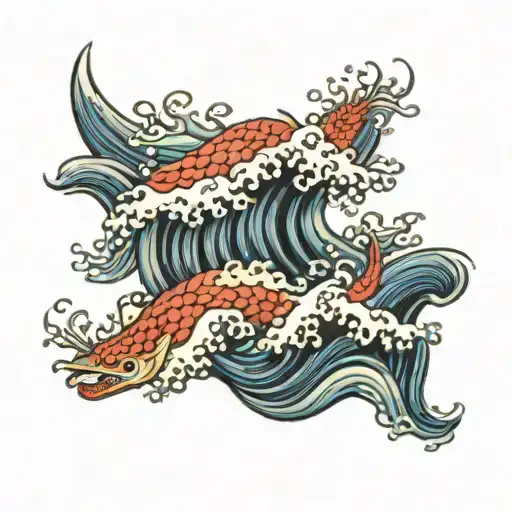 Oriental Waves Flowing Water Waves