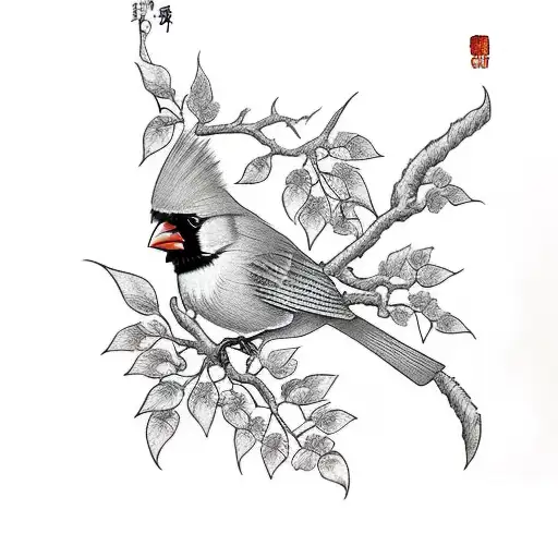 Cardinal On A Branch With The Branch Saying Samuel