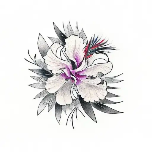 Oleander Flower With Eagles Feather