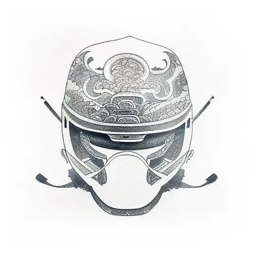 Katana Sharpened In A Samurai Helmet