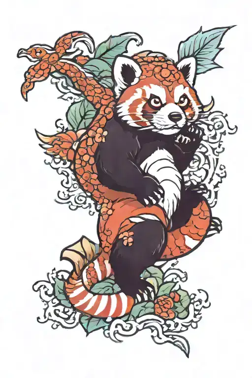 Red Panda On Dragon Flying