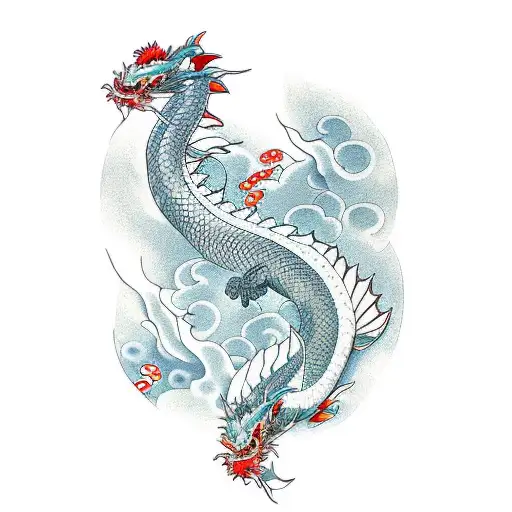 Dragon And Koi Fish