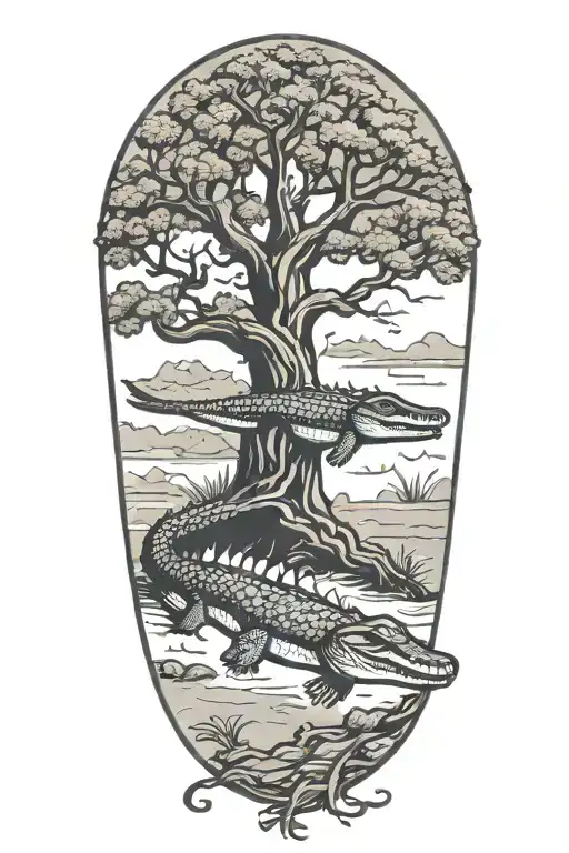 Wahoo Live Oak Tree Beach With Alligator