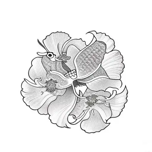 Symmetrical Owl & Hibiscus Flower
