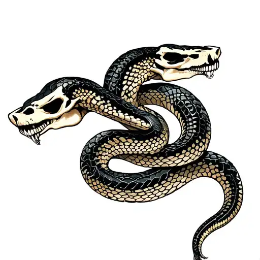 Snake Wrapped Around Skeleton