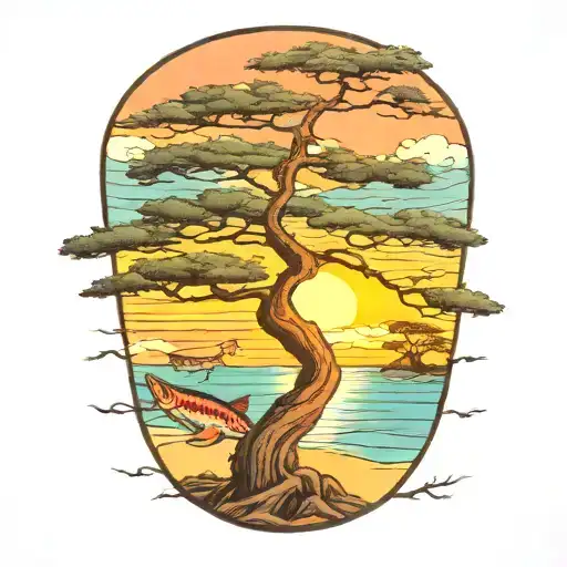 Wahoo Fish Live Oak Tree Sunset