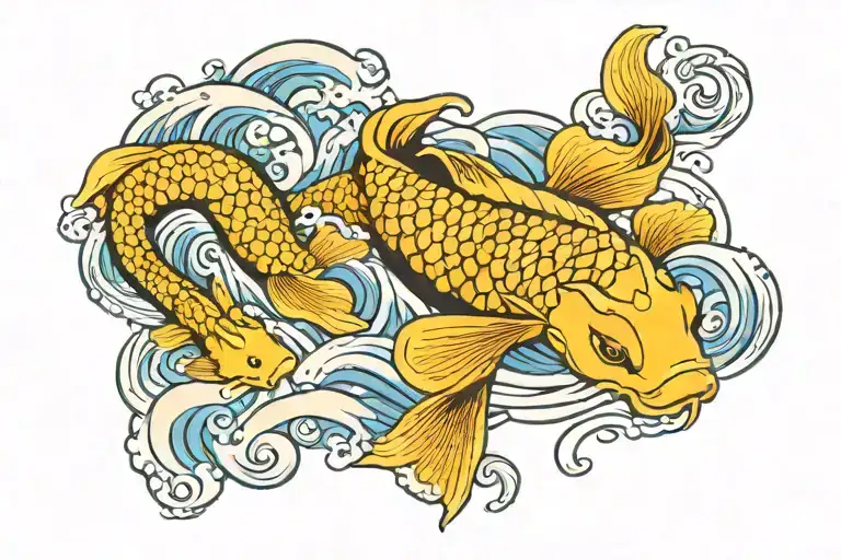 Koi Dragon Water Waves