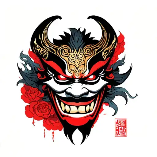 Evil Hannya Mask Fading Into Existence