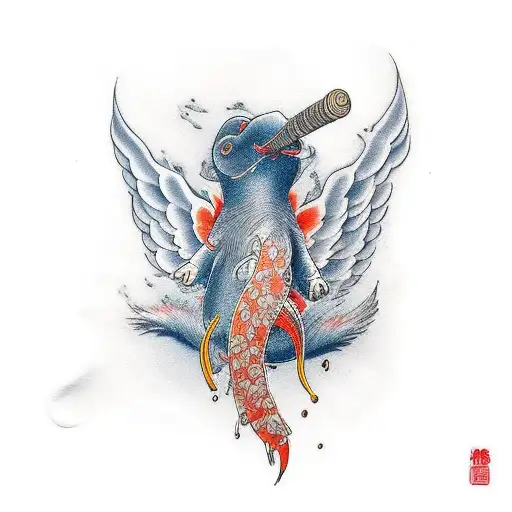 Platypus With Wings Breathing Fire