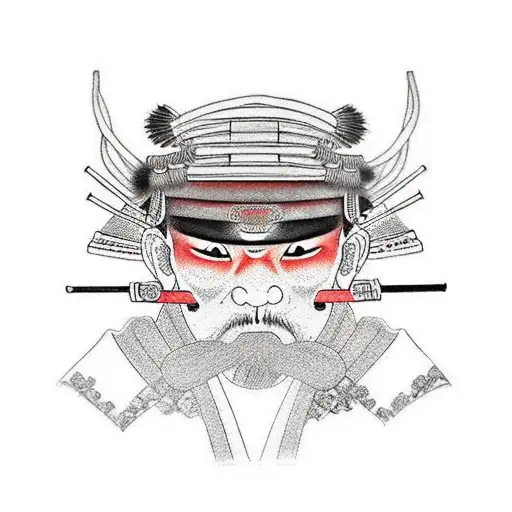 Mascara Gerreara Samurai En Tonos De Color Rojo Y Negro