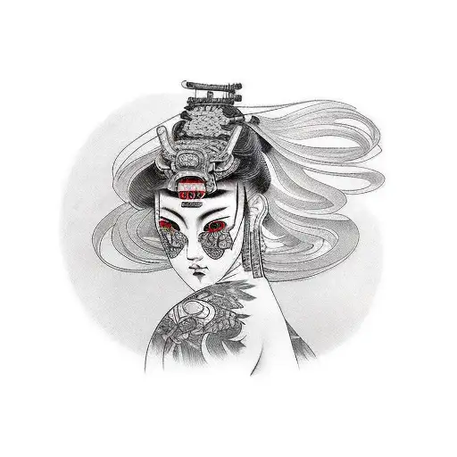 Nude Samurai Girl Half Sleeve