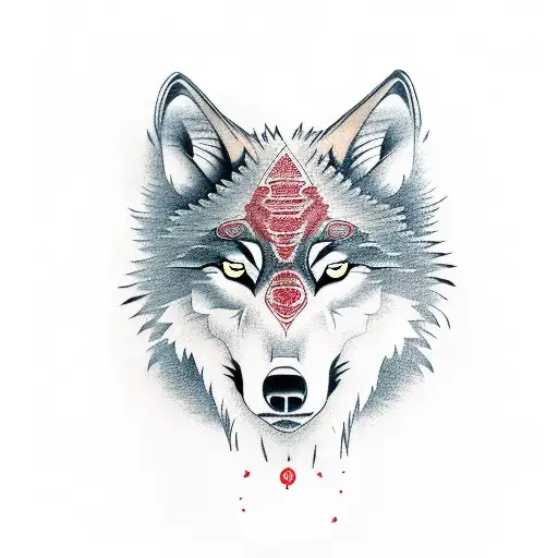 Wolf Howling At Red Moon