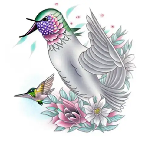 A Hummingbird And Flowers