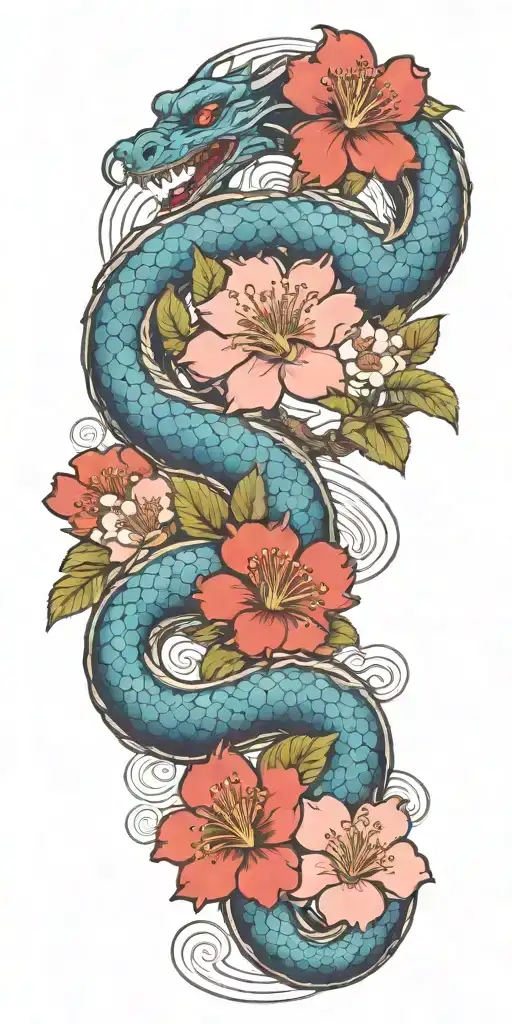 Dragon Cherry Blossom Branch Pedal Falling