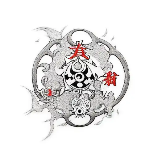 A Medical Symbol With Naruto And One Piece Characters