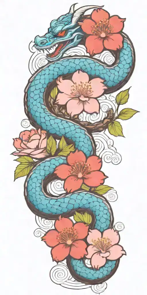 Dragon Cherry Blossom Branch Pedal Falling