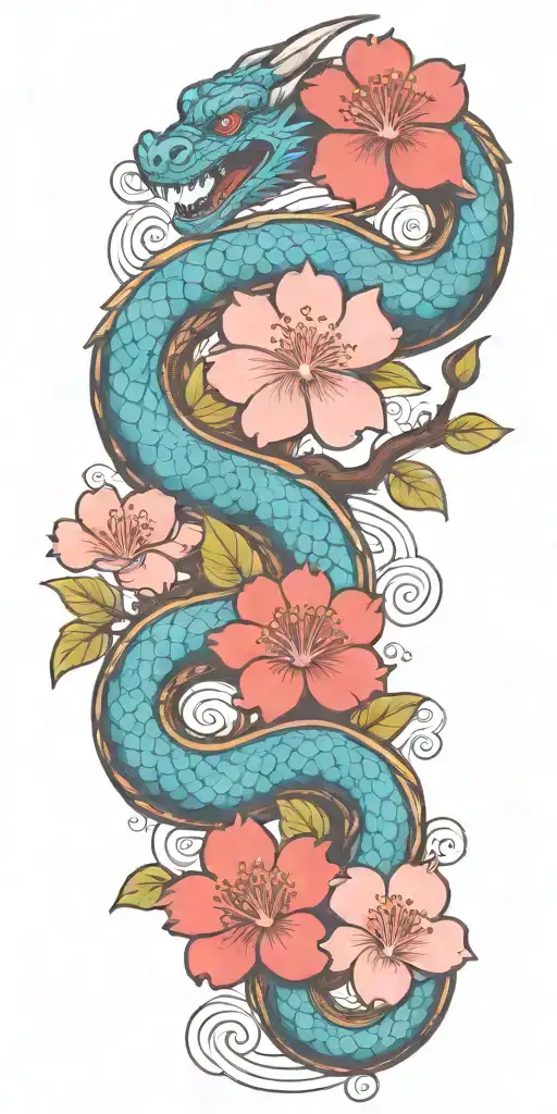 Dragon Cherry Blossom Branch Water