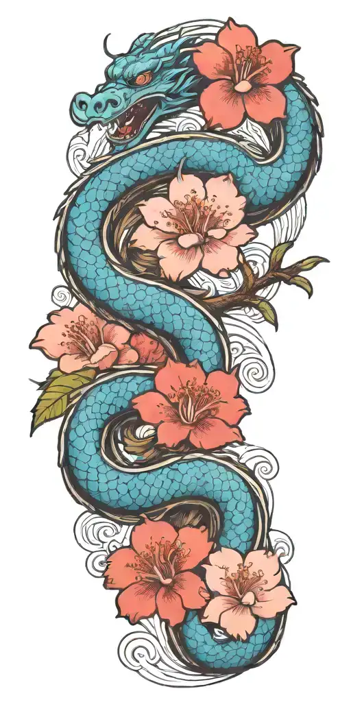 Dragon Cherry Blossom Flower Water