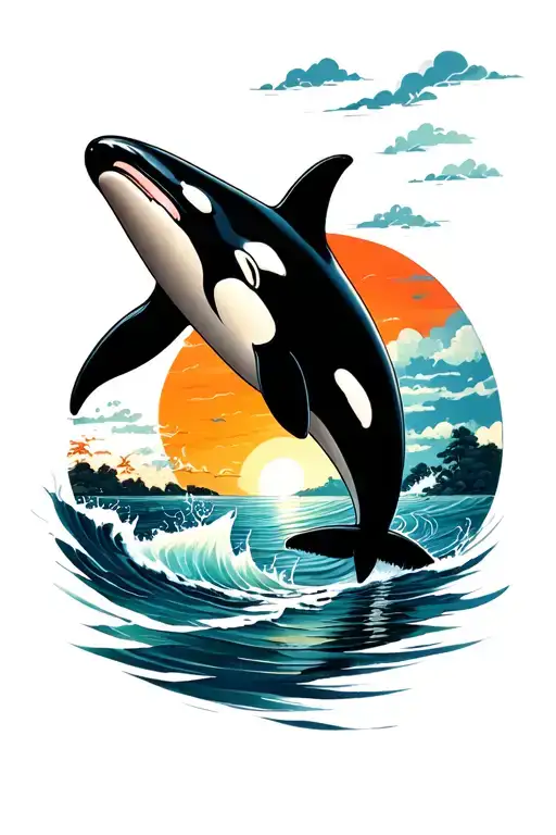 Orca And Sunset Beach Combined Together