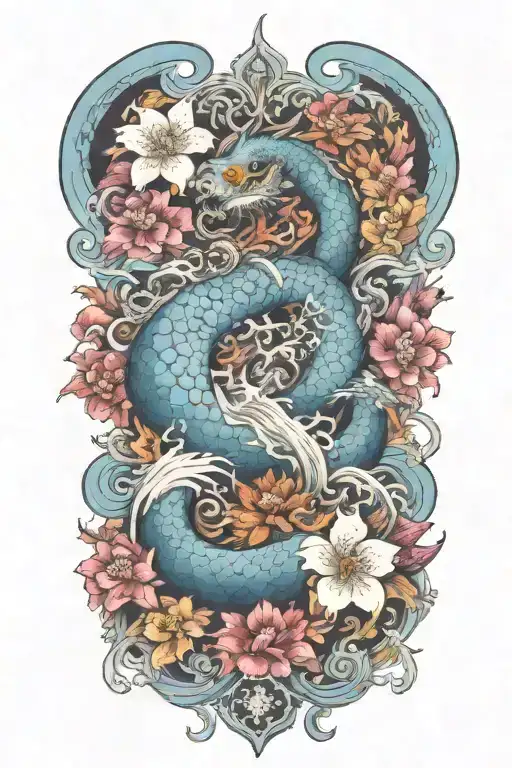 An Intricate Floral Design Incorporating Elements Of The Sea And Islands