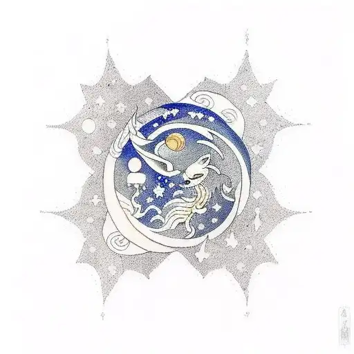 Signo De Aries Con Planetas Y Estrellas