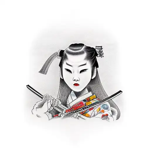 Girl Holding A Katana