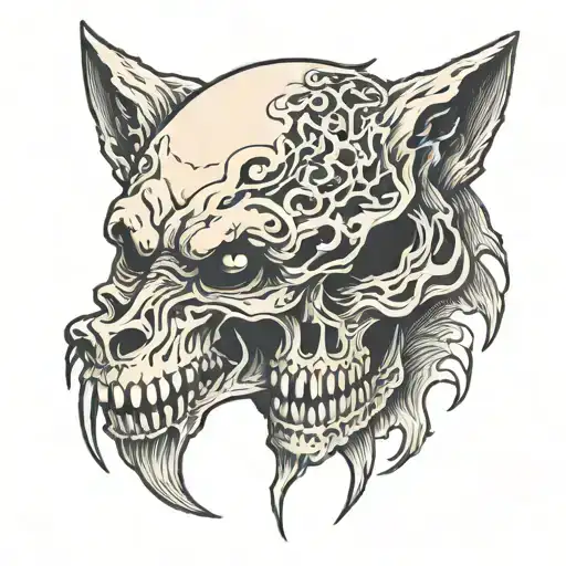 Horror Wolf Skull