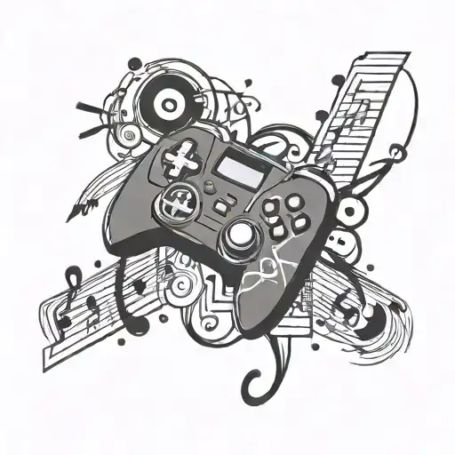 Game Controller Surrounded My Music Notes