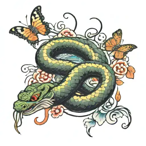 Snake With Butterflies