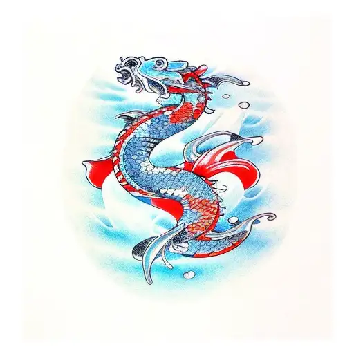Dragon Koi Swimming Upwards