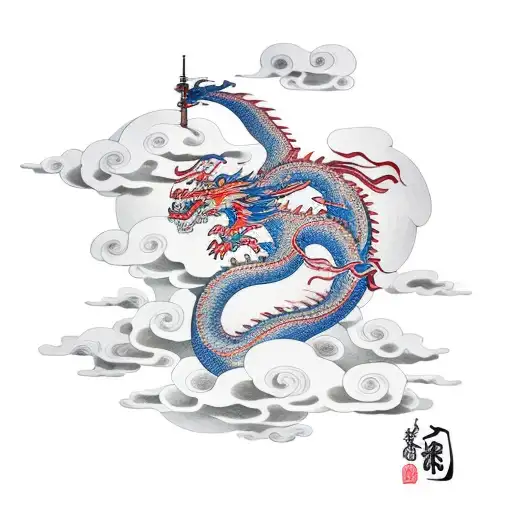 Dragon Weaving Through Clouds
