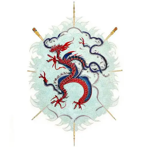 Combining A Dragon And A Samurai In A Dynamic Pose