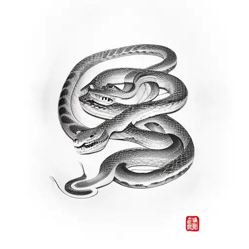 Snake Wiggling Around A Sword