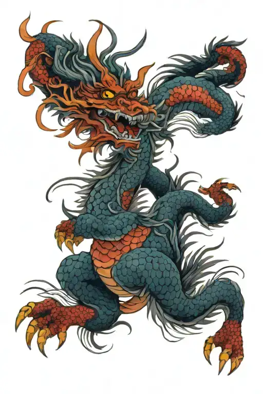 Red Dragon With Skylls