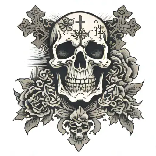 Punk Skull And Orthodox Cross
