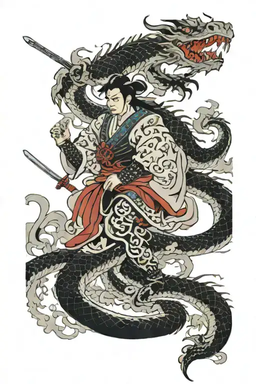 Samurai And Dragon