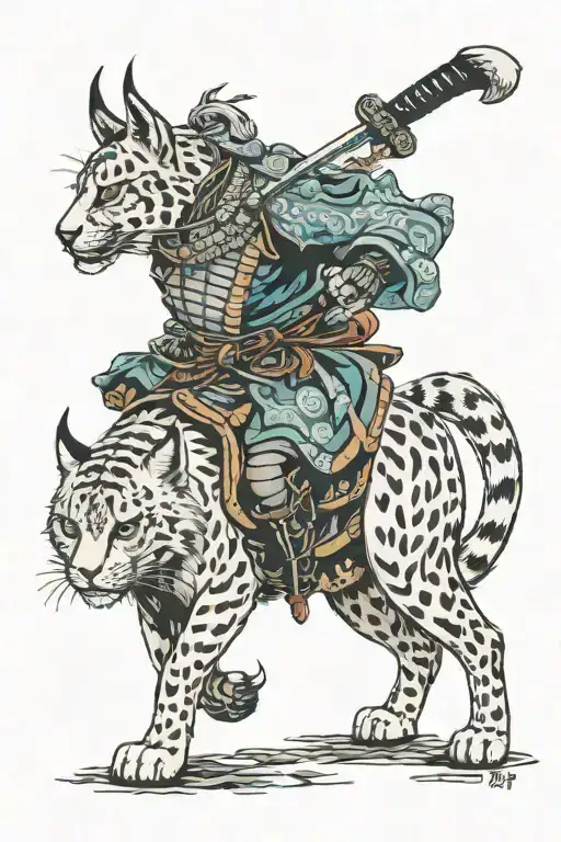Samurai Against The Background Of A Lynx