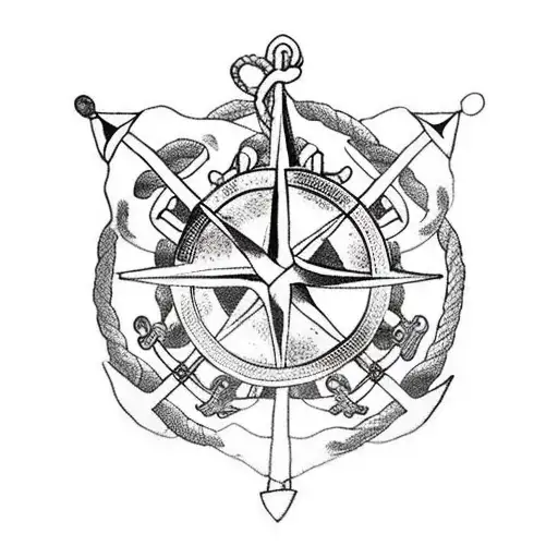 Anchor And Compass With The Number 29 In Rope