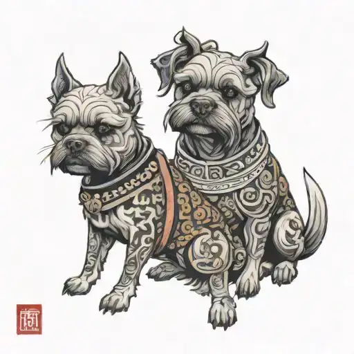 Samurai And Staffshire Terrier Dogs
