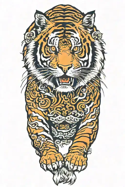 Full Body Tiger In Very Traditional Japanese Style