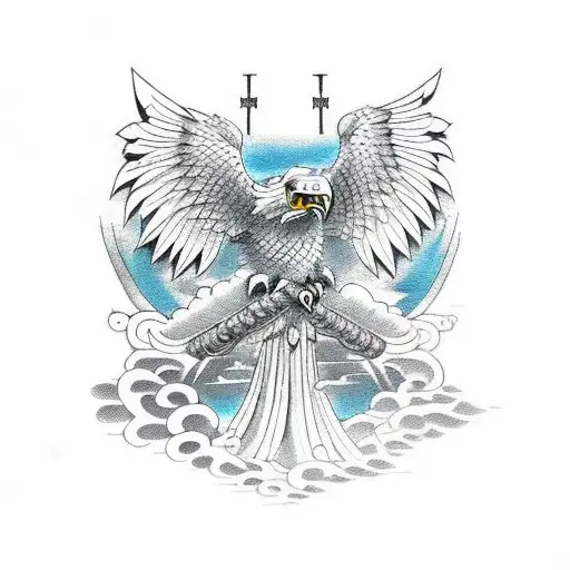 A Fierce Eagle Carrying A Cross