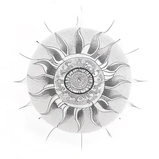 Six Concentric Circles With Sun