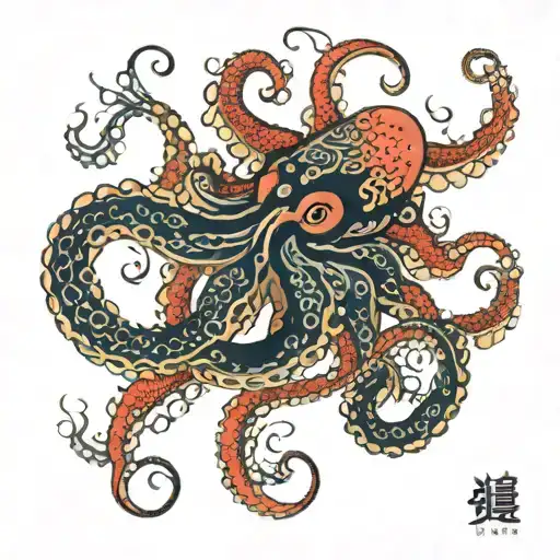 Octopus And Water And Koi Fish Swimming