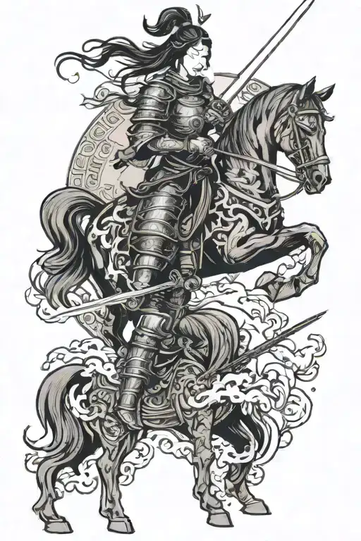 Female Knight With Sword Surrounded