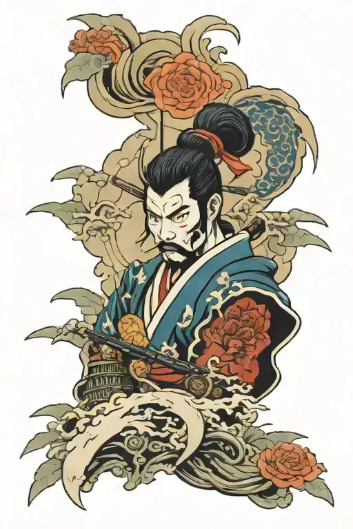 Japanese Style Arm Sleeve With Samurai