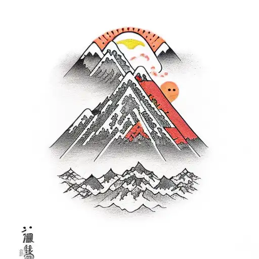 A Detailed Mountain Landscape With A Cyclist Riding Through It