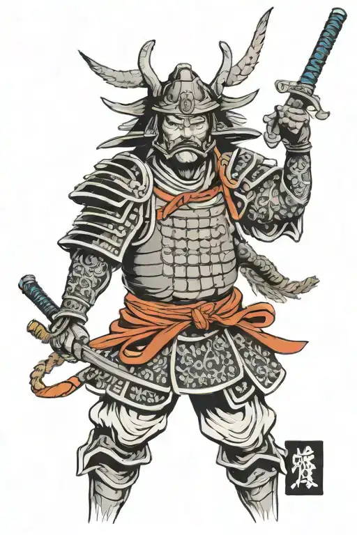 Girs Samurai Warrior In Helmet