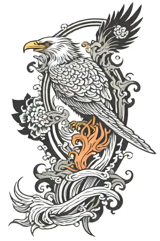 A Phoenix Holding A Sword