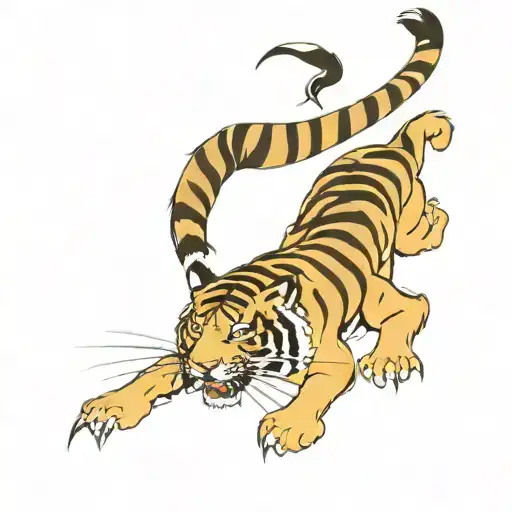 Japanese Tiger With Sharp Claw His Way