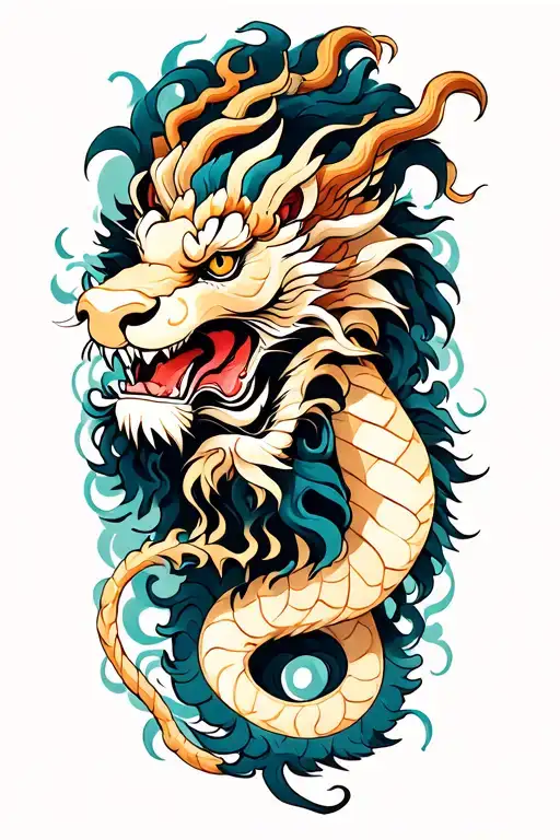 Dragon With Aquarius Lion